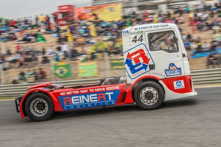 MADRID, SPAIN - OCTOBER 3 2015. XXIX European Truck racing Championship, Jarama circuit.のeditorial素材