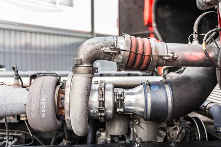 MADRID, SPAIN - OCTOBER 3 2015. XXIX European Truck racing Championship, Jarama circuit.のeditorial素材