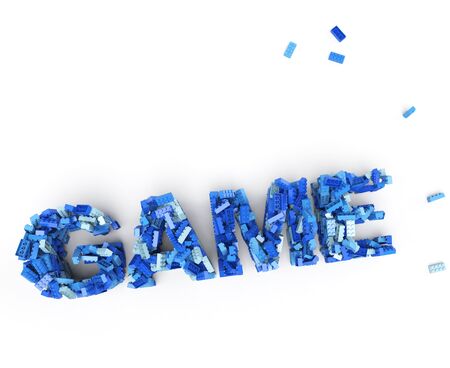 3D rendering of the word game made of plastic bricksの写真素材