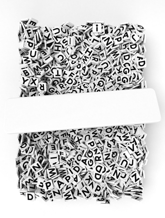 3D rendering of a background made of letter tiles with a copy space fringeの写真素材