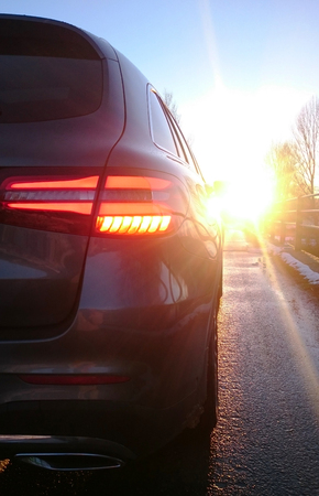 A car on a frozen winter morning