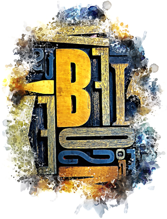 Illustration of  vintage wooden print letter casesの写真素材