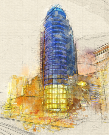 Illustration of  Madrid at duskの写真素材