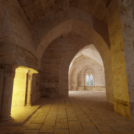 3D rendering of a castle interiorの写真素材