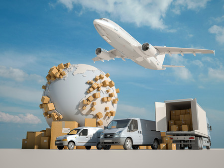 3D rendering of a global transportation business conceptの写真素材