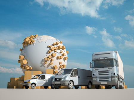 3D rendering of a global transportation business conceptの写真素材