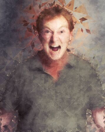Portrait of a furious man yelling, illustration