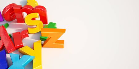 3D rendering of a  multicolored plastic alphabet