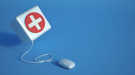3D  rendering of a medical icon connected to a computer mouseの写真素材