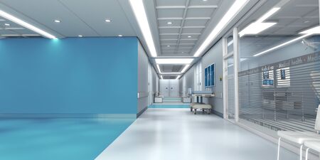 3D rendering of a hospital interior with lots of copy spaceの写真素材