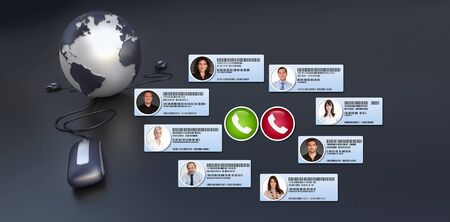 Group of business people having an international virtual meetingの写真素材