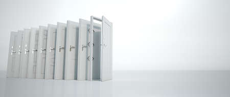 3D rendering of a white door collection in different stylesの写真素材
