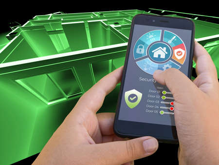 3D rendering of an apartment controlled by a smartphone app