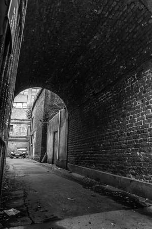 Dublin street alley in black and whiteの写真素材