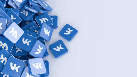 3D rendering of a pile of VK logos