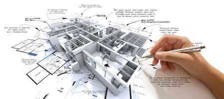 3D rendering of an architecture project in progress