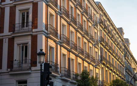 Facades of typical buildings in Madrid downtownの写真素材