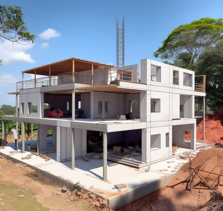 House under construction, building project, generative aiの素材