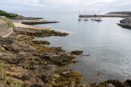 small fishing port in a calm summer afternoonの写真素材