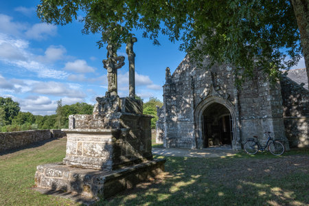 Beautiful ancient chapel Saint Fiacre in Brittanyの写真素材