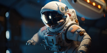 Astronaut in a spacecraft interior, generative aiの素材