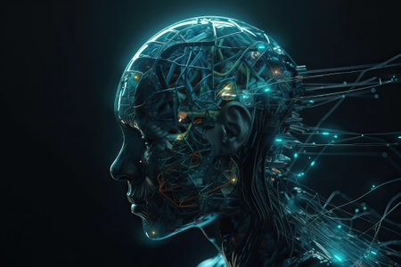 Futuristic female robot, generative aiの素材