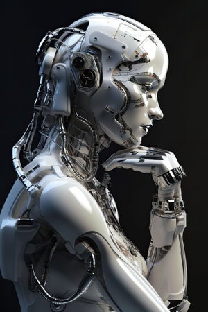 Futuristic female robot, generative aiの素材