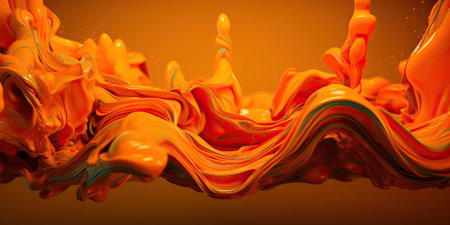 Orange swirling background with a fluid movement, generative aiの素材