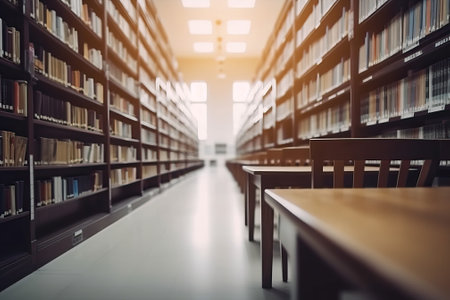 Empty library background, generative aiの素材