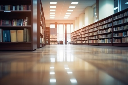 Empty library background, generative aiの素材
