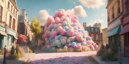 Magic pastel colored landscape in cotton candy world, generative AIの素材