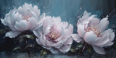 Pink peonies in impasto oil texture, generative aiの素材