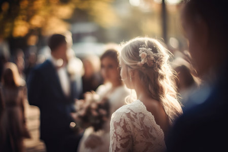 Wedding day, back view, generative aiの素材