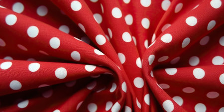 White polka dots on red cloth, typical sevillana pattern, generative aiの素材