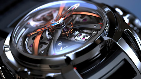 close up image of watch mechanism, generative aiの素材