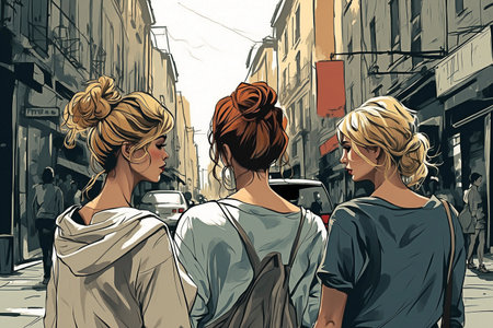 A close-up image features short and sophisticated haircuts.の写真素材