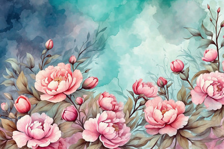 Soft hues, floral celebration, tender roses, spring romance, delicate watercolor.の写真素材