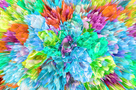 Explosion of bright colors with 3D particle effect for illustrationの写真素材