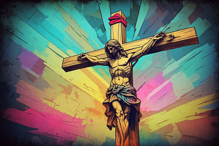 Easter vision: A cross emerging from a mountain, bathed in an enchanting light.