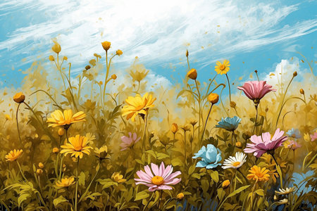 Nature flourishes freely under a radiant sun.の写真素材