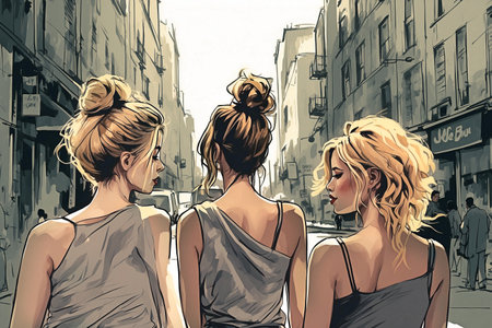The illustration depicts a contemporary atmosphere with a hint of casualness.