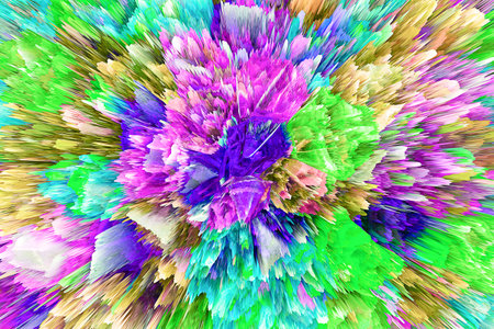Explosion of bright colors with 3D particle effect for illustrationの写真素材
