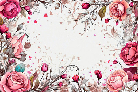 A charming illustration of flowers forming an ideal setting to express love.の写真素材