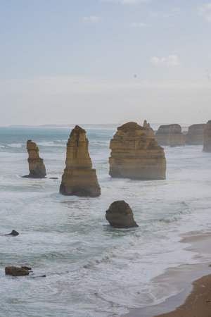 the twelve apostles at the great ocean road in victoria, australiaの写真素材