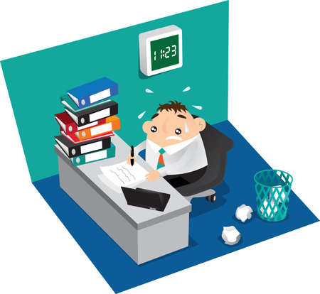 Busy Staff working at officeのイラスト素材