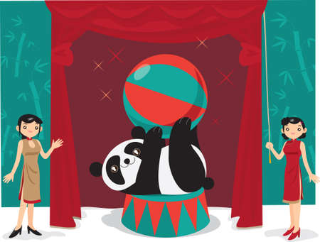 Panda acrobatic showのイラスト素材