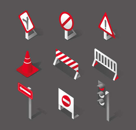 Stylish traffic signs and iconsのイラスト素材