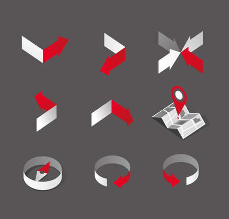 Stylish direction signs and iconsのイラスト素材