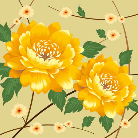 Traditional Chinese chrysanthemum textile patternのイラスト素材