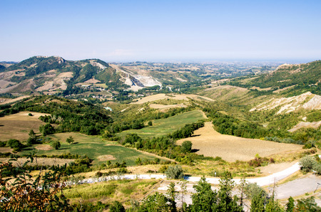 View of Romagna hinterland. Montebello Riminiの写真素材